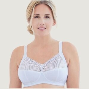 Glamorise Comfort Fit Wireless Bra Womens 38H White Full Coverage Classic